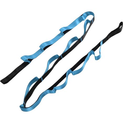 Lot de 12 sangles de yoga bleues en nylon, bandes de résistance pour fitness extérieur, étirement et posture à domicile (1/5)