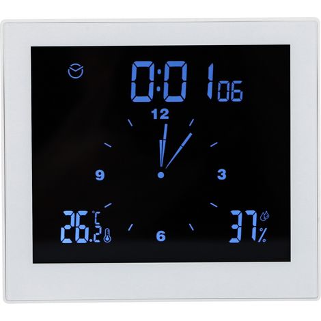 Digitaler Wecker mit Temperatur- und Feuchtigkeitsanzeige, Tischtimer, multifunktional für Haushalt und Büro (Weiß TS-WP10-W) (1/5)