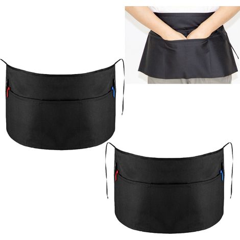 Tablier De Service - 2 Pièces - Tissu Antitache Eau Huile - Pour Restaurant Cuisine Ménage Jardinage - Noir