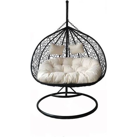 C POLTRONA SOSPESA ACCIAIO E POLYRATTAN 200X120CM NUVOLA