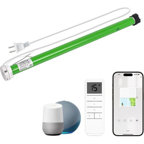 s 25TEW Moteur de stores avec prise intelligente WiFi Tuya – Commande vocale, télécommande par application, fonction minuterie, compatible avec Alexa et Google Assistant (1/5)