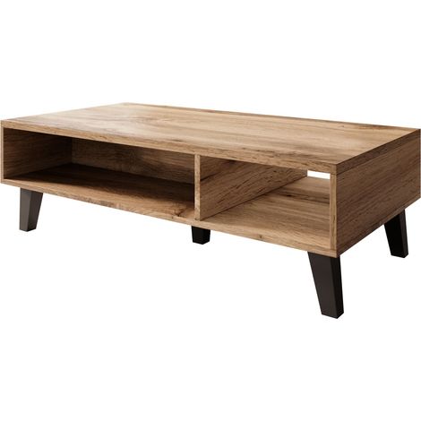 Bim Furniture – Table basse fixe rectangulaire chêne wotan + anthracite – Dimensions 110x60x35 cm – Panneau de particules mat 16 mm – Montage facile (1/3)