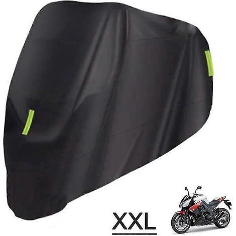 Universelle Motorradabdeckung, wasserdicht, UV-Schutz, Regenschutz gegen Staub, 210D, passend für Honda, Suzuki, Kawasaki, Yamaha, BMW – Schwarz, XXL