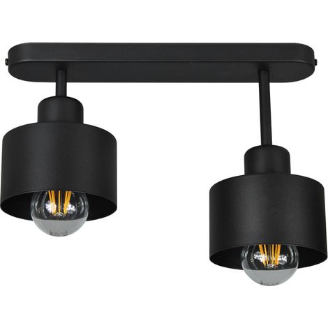 Plafoniera nera, in metallo industriale, 2xE27, illuminazione LED moderna per soggiorno, cucina, camera da letto, cameretta dei bambini, loft (1/4)