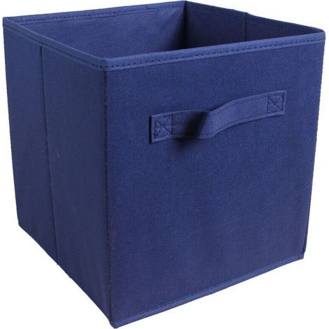 Boîte de rangement pliable en tissu bleu, 33 cm de large x 33 cm de long x 33 cm de haut, sans couvercle, type tiroir, 1 pièce (1/5)