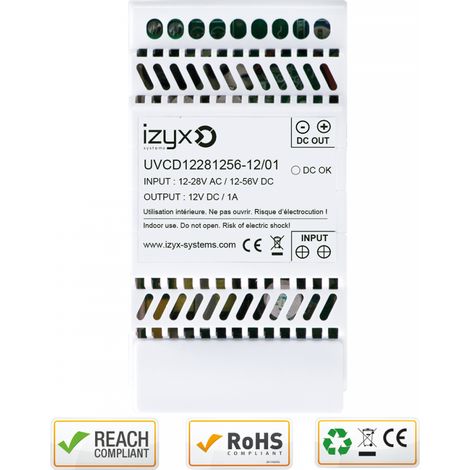 Convertisseur de tension UVCD sur rail DIN 12V 1A - IZYX SYSTEMS