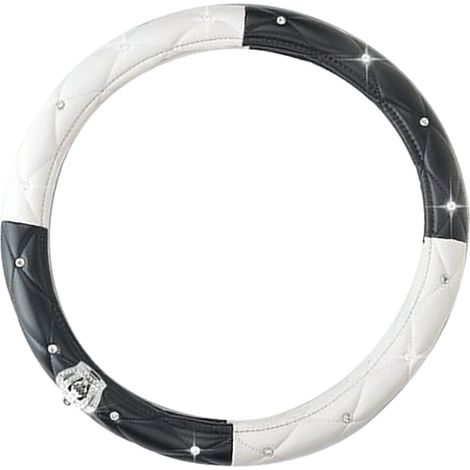Volant Voiture Femme Antidérapant Universel Cuir PU Strass Couvre-Volant Noir Blanc Accessoire Auto (1/5)