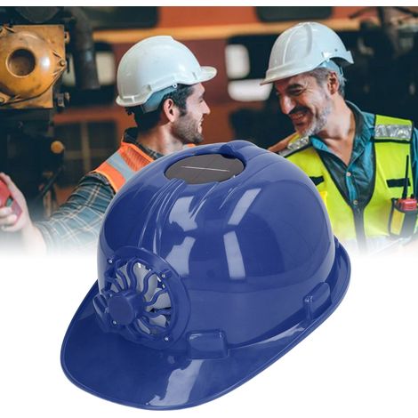 Casque de sécurité à ventilateur solaire, casque de sécurité ventilé et respirant, bleu foncé. (1/5)