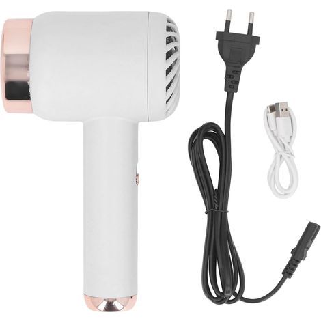 Sèche-cheveux sans Fil, Petit Sèche-cheveux Ionique Portable, Rechargeable par USB, 15 00 MAh, Vent Chaud et Froid, Sèche-cheveux de Voyage pour Dortoir, Camping, Voyage (WHITE) (1/5)