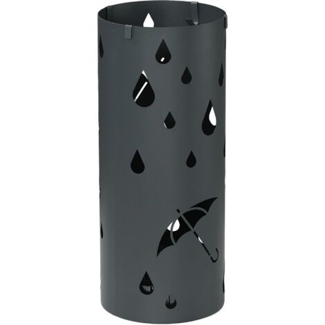 SABIR Porte-parapluies, acier, forme colonne, plateau de base amovible, Ø 17 x 41 cm (H), gris (1/5)