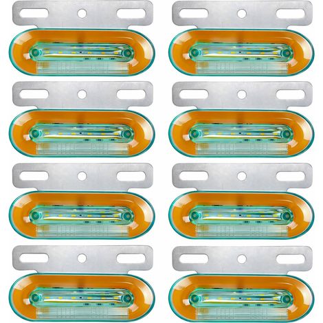 8X 12V Truck Lorry Bus Trailer LED Side Marker Lights Amber Indicator External (1/5)
