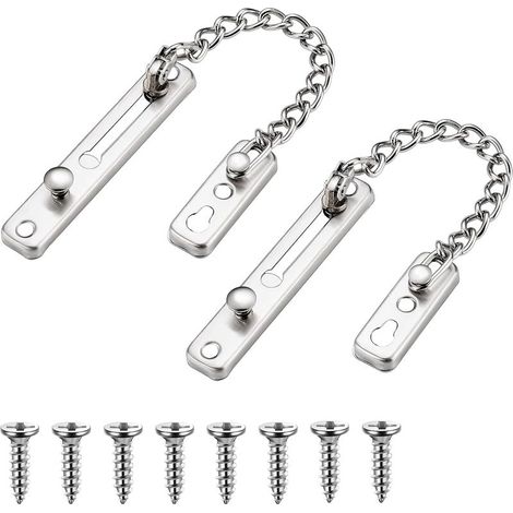 2 Pièces Chaîne de Porte de Sécurité, Chaîne de Porte en Acier Inoxydable, Limiteur de Porte Étroit Verrou de Porte Anti-Vol à Ressort pour la maison (1/4)
