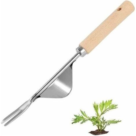 Manueller Unkrautstecher, Handwerkzeug zum Jäten, Gartengabel, Handunkrautstecher für den Garten, Robuster manueller Unkrautentferner aus Edelstahl zum Jäten, l (1/5)