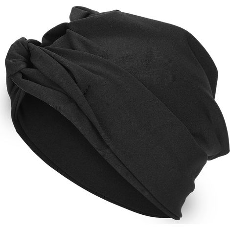Turban extensible pour femme, foulard de nuit, bandeau chimio, chapeau musulman, article religieux noir (1/5)