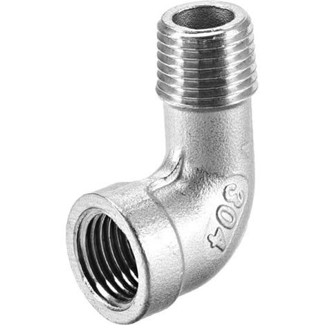 Inox Acier 304 Coulé Tube Raccords 90 Degré Coude 1/4 BSPT Femelle x 1/4 BSPT Mâle Filetage (1/3)