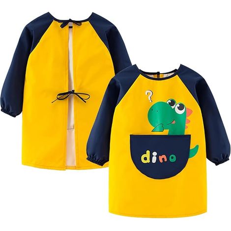 Chercheur de tablier de peinture pour enfants pour les filles pour garçons à manches longues Artiste avec sac (jaune) (1/5)
