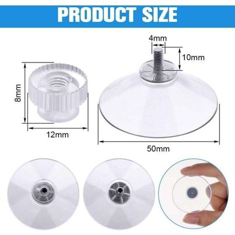 Ventouse a visser, 12 Pièces 50mm Ventouses Transparentes avec Filetage, Extra Fortes PVC Plastique Suspension Rideau Isolant Ventouse pour Camping Car, Fenêtre, Salle de Bain, Van (1/4)