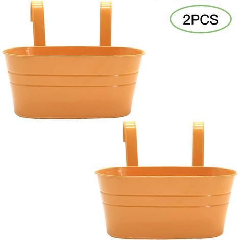 Set mit 2 hängenden Metallblumentöpfen, Metallblumenkübeln, Zaunkübeln