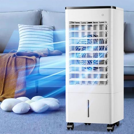 Climatiseur portable, refroidissement par évaporation avec télécommande, 3 vitesses, oscillation 90°, minuterie 15H, pour intérieur, pièce, chambre à coucher