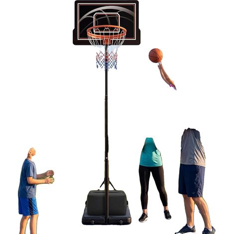 Canestro da basket, altezza regolabile da 2,13 a 3,05 metri, tabellone trasparente in policarbonato, base stabile con ruote, telaio in acciaio resistente, adatto a ragazzi e adulti. (1/5)