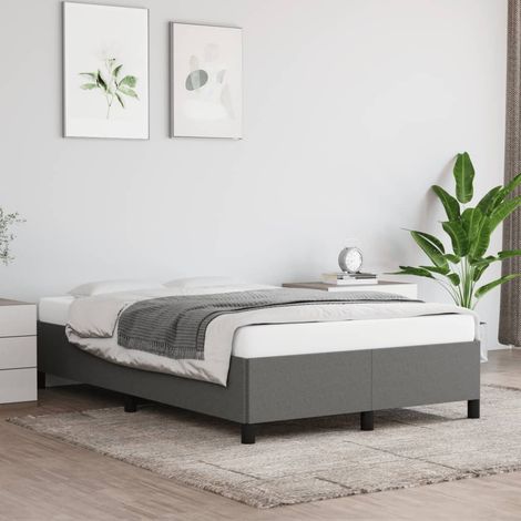 Bettgestell ohne Matratze Dunkelgrau 120x190 cm Stoff vidaXL