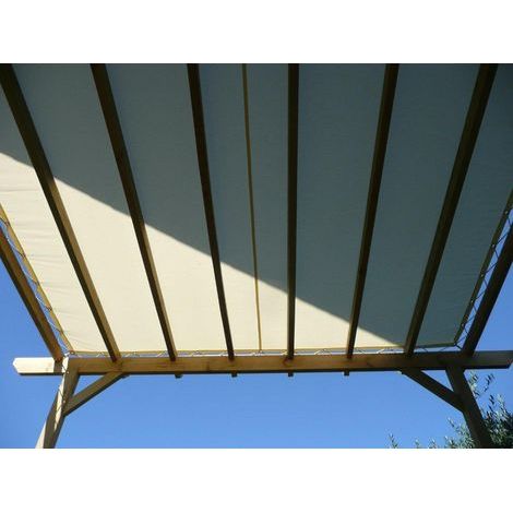Toile d'ombrage pergola 3x3m imperméable avec œillets à poser sur une structure Couleur: Crème (1/5)