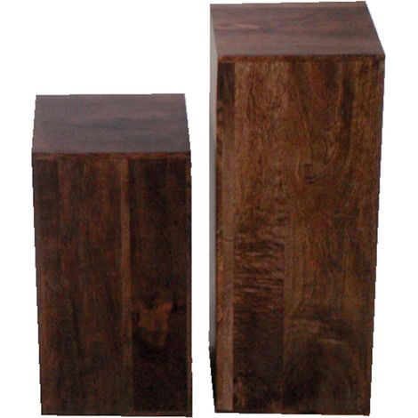 Dakota Lamp (Set of 2) Large - Mango Wood - L24 x W24 x H60 cm - Dark Finish