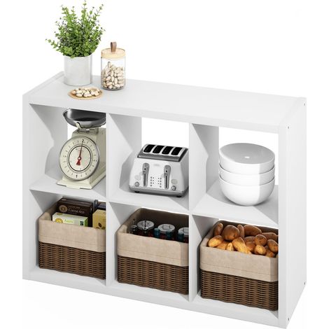 Îlot de Cuisine, Bar à café 6 Cubes, Rangement de Cuisine, Étagère de Boulanger, pour Organisateurs de Garde-Manger et Rangement, Organisation de Cuisine, Blanc (1/5)
