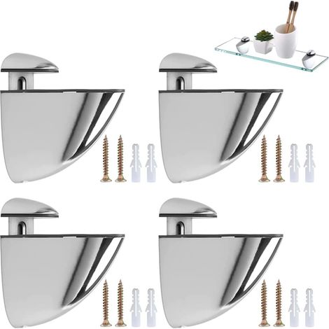 Supports réglables pour tablettes en verre, 3 à 20 mm, pour panneaux verre/bois.