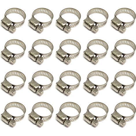 TAISHENGDA 20 Pièces Collier De Serrage Tuyau, Collier De Serrage Tuyau Réglable 20-32mm, 304 Collier De Serrage Inox, Collier Serrage Métallique, Pour Tuyau, Home Gaz, Famille Tuyau D'eau, Câble, Rob (1/5)