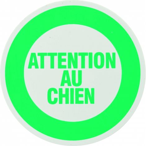 Targa segnaletica adesiva Ø 80 mm, "Attention au chien" (Attenzione al cane) – THIRARD