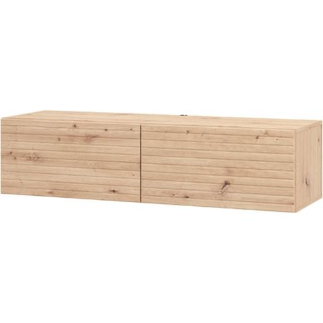 TV-Lowboard Colico, ein Boden, 2 Türen, Tür in Rillenoptik, 128x42x32h cm, Braun, Eiche mit Knoten