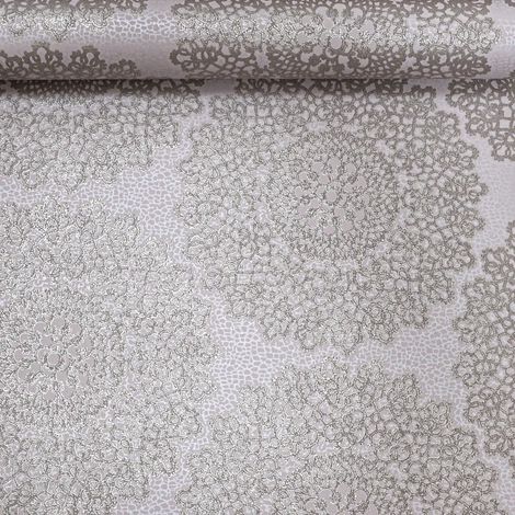 Taupe Gold Oriental Wallpaper Textured Metallic Damask Shimmer Glitter Effect
