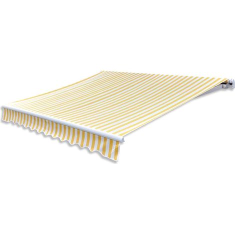 Store banne à bras articulés, à commande manuelle, 300 cm, jaune/blanc