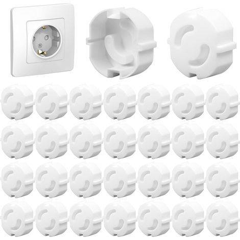 Cache-Prise Enfant - Protection Prise Rotative ABS Blanc - Pour Prises Standard Allemandes - Lot de 30