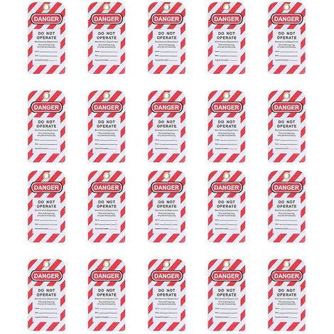 20-teiliges Lockout-Tagout-Etiketten-Set, PVC-Kunststoff, wiederverwendbare technische Sicherheitswarnschilder, rot