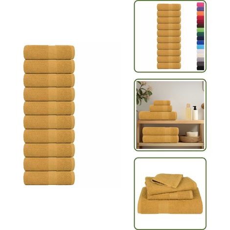 Cotone - vidaXL Asciugamani per ospiti FROGN 10 pz Oro 30x50 cm 360 g/m² - Asciugamani per il viso