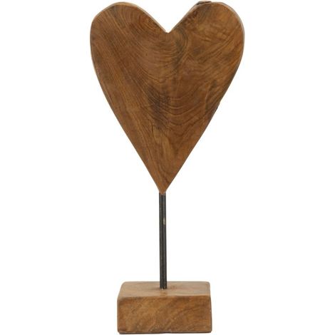 Sculpture en forme de cœur en teck, 15 x 10 x 35 cm (1/5)