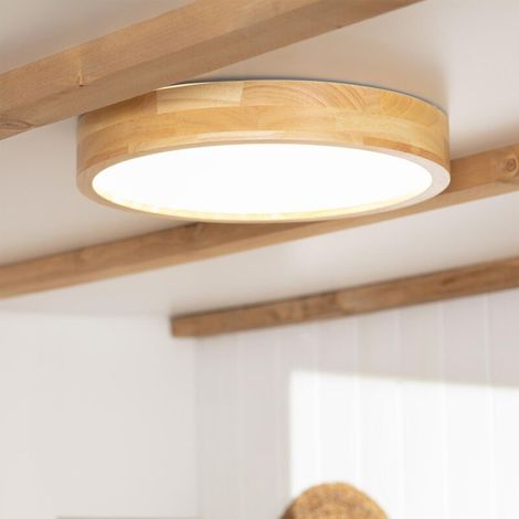 Plafonnier LED Rond Bois 20W CCT Sélectionnable Kayu Ø400 mm Bois (1/5)