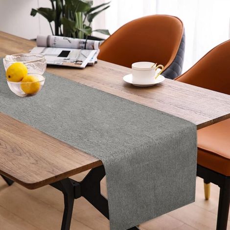 Ineasicer Modern Spring Table Runner, Waterproof, Dark Grey, Linen Look, Grey, Indoor Table Runner for Parties and Holiday Decorations (35 x 180 cm) (1/4)