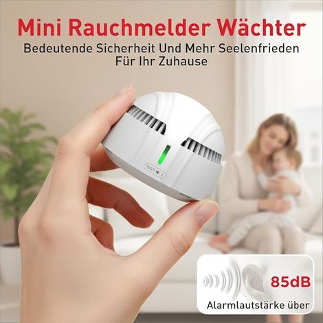 DAYTECH Mini Smoke Detector with 10 Years Battery, Fire Alarm Smoke Detector Magnet without Drilling, CE and EN 14604, Test/Silent Button, Ideal for Home, Office, School and Rental (Pack of 1) (1/4)