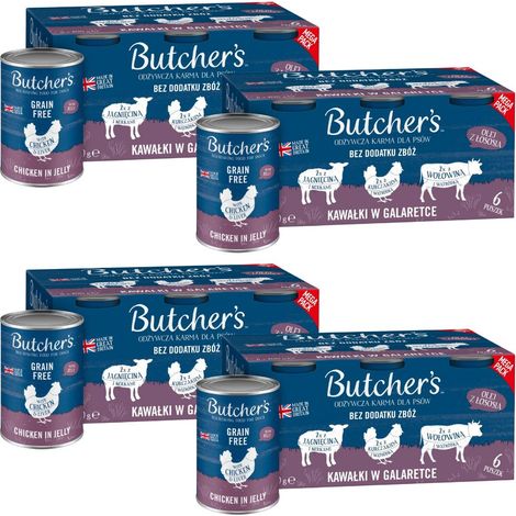 BUTCHER'S Original Mega Pack Mix Chunks in Gelee - Nassfutter für Hunde - 24x400g (4x(6x400g))