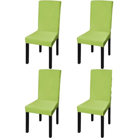 Housses de chaise extensibles, lot de 4, universelles pour chaises de salle à manger, infroissables, lavables, 160 g/m², vert pomme (1/5)
