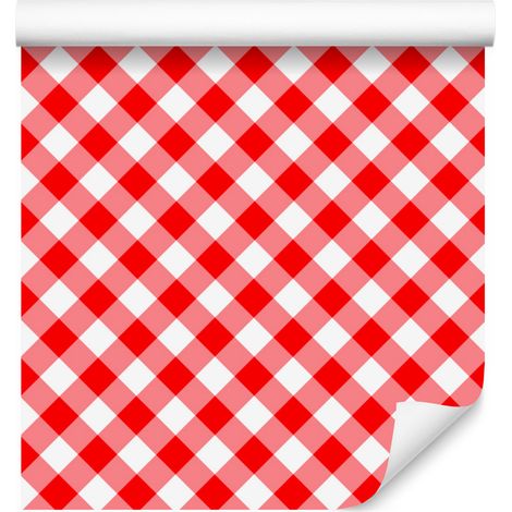 Papier peint à carreaux bleu marine et rouge, corail, rouge et blanc, 50 x 1000 cm (1/4)