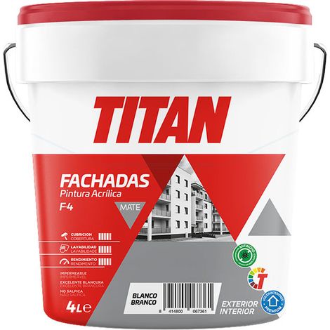 Peinture Façade Acrylique Mat F-4 Blanc Haute Résistance Aux Intempéries Et Durabilité - Titan (1/2)