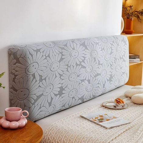 150cm Housse de tête de lit double, couvretête de lit double, élastique, protection de tête de lit, couleur unie, housse de tête de lit, lit double,, gris clair (1/5)