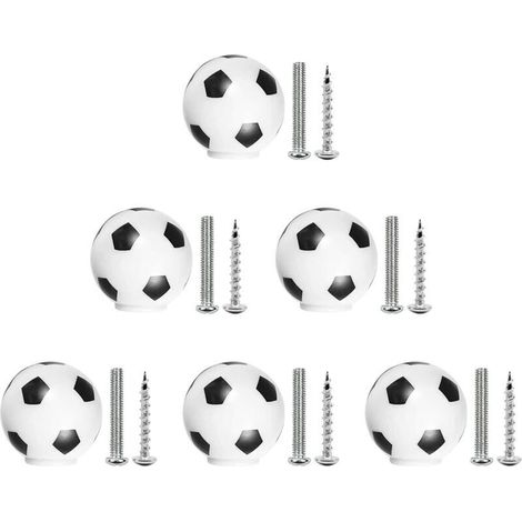6 Pièces Boutons de Meuble Football Enfant Poignées Tiroirs Armoires Penderies Avec 2 Tailles Vis