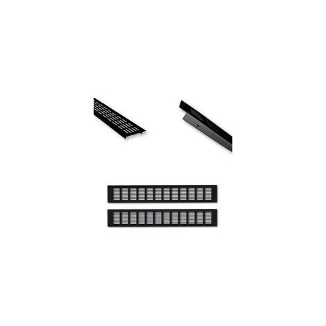 Grille d'aération en aluminium - 50 x 8 cm - Noir - Grille d'aération de porte par paire de 500 mm - Ventilation idéale pour cuisine, salle de bain, toilettes, armoire - Moustiquaire - Grille (1/4)