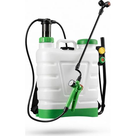 Pompa a Spalla Manuale 12L con Manometro e Ugelli