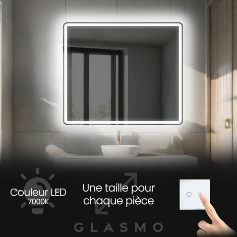 Miroir Salle de Bain LED 160x80 cm Naomi - Horizontal Arrondi Miroir Mural Avec Éclairage Intégré Miroir Lumineux - Blanc Froid 7000 K (1/5)
